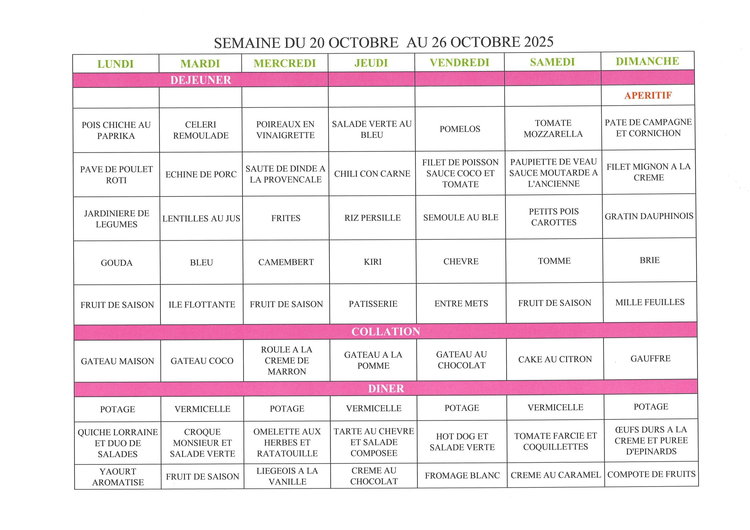 Menu S43